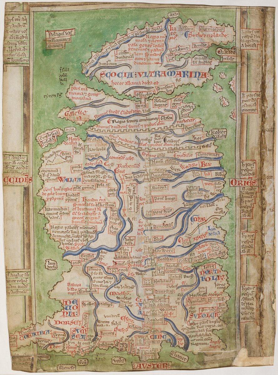 A map of Britain in the 13th-century by the St Albans monk, chronicler, scribe and artist Matthew Paris.