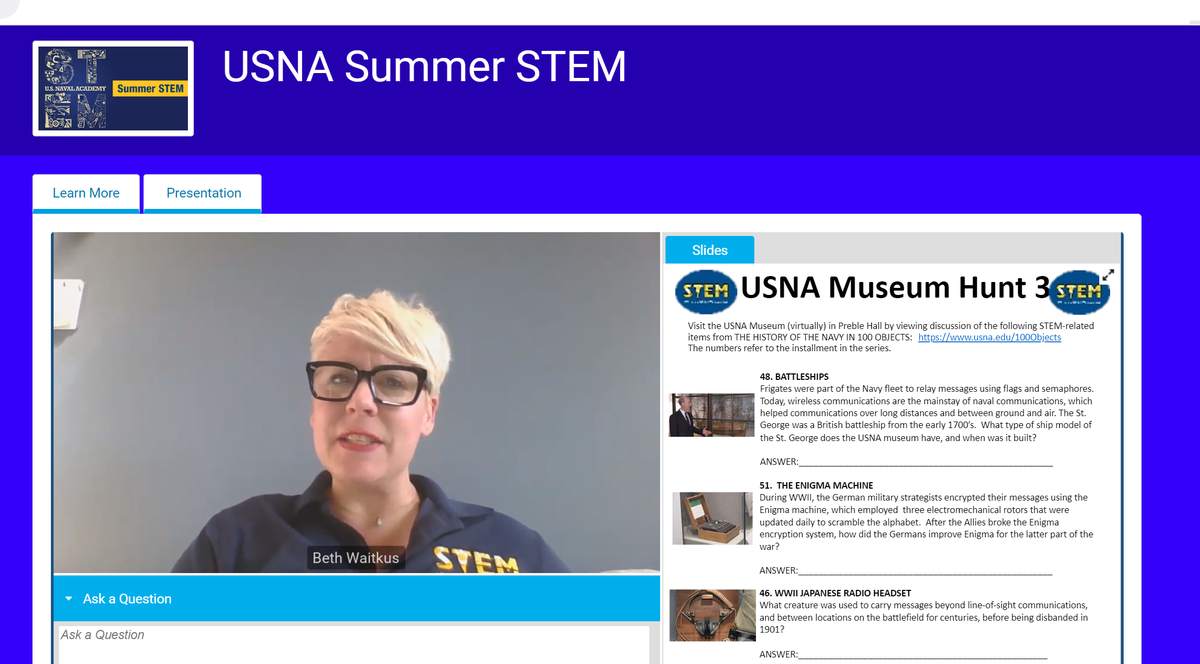 SAME_STEM's tweet photo. The SAME Virtual STEM Camp would not have been possible without the tremendous assistance of the @USNASTEMCenter. Thank you to all the faculty and staff that helped make our camp a reality. We know the campers are having an amazing experience. https://t.co/sDlMOAhnf2