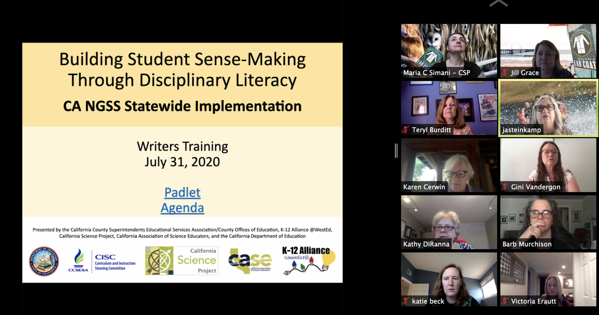 flabellinaJG's tweet photo. Kicking off the first ever virtual #CANGSS Collaborative writers training (including zoom coffee meet and greet). Great new *VIRTUAL* professional learning sessions on supporting student science sense-making coming your way in 2021! #NGSS https://t.co/mlrqf53d2x