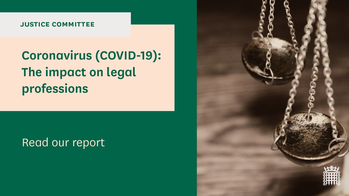 We have published our report on the impacts of #COVID19 on the legal professions.

We are concerned that without further support many publicly-funded legal service providers may collapse, reducing access to justice. 

Read it here 👇

publications.parliament.uk/pa/cm5801/cmse…