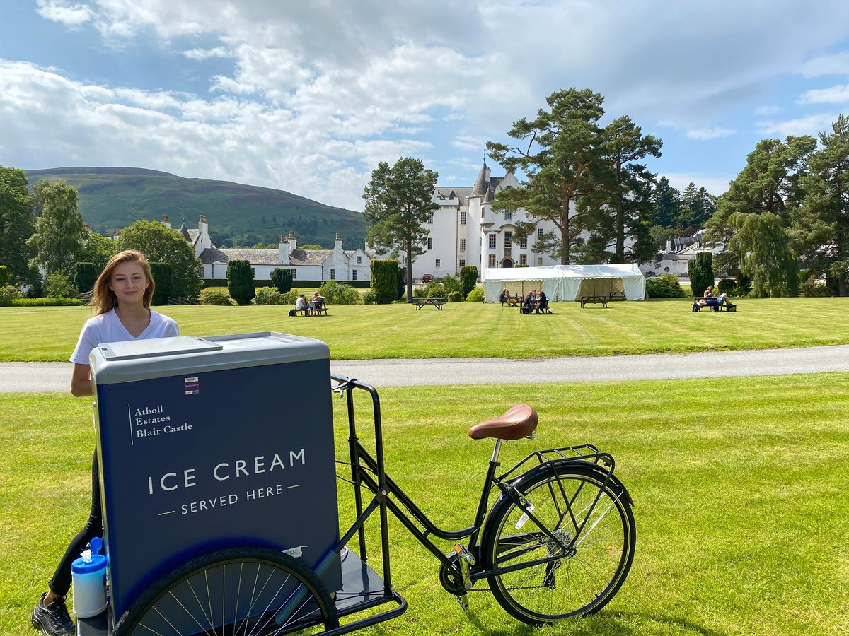 Blair_Castle's tweet photo. Perfect weather for icecream! 🍦☀️  
Millie will be serving icecream most days from our castle green between 12.30pm and 3.30pm. 
Deer Feeding will also take place this weekend at 12pm, 1pm &amp; 2pm at the Deer Park 🦌 https://t.co/VmKd7i7cXU