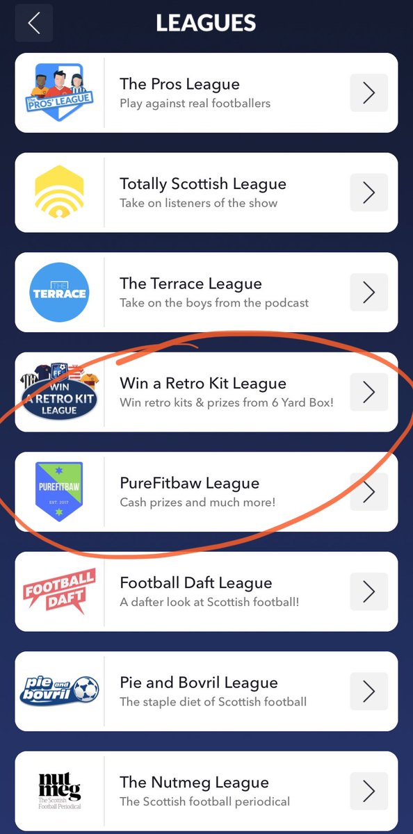 6. Join leagues There are some cool public leagues that are free to join - some of which have prizes (circled below)The Pros League features all of the Scottish footballers who will be playing FFS #FFScotland