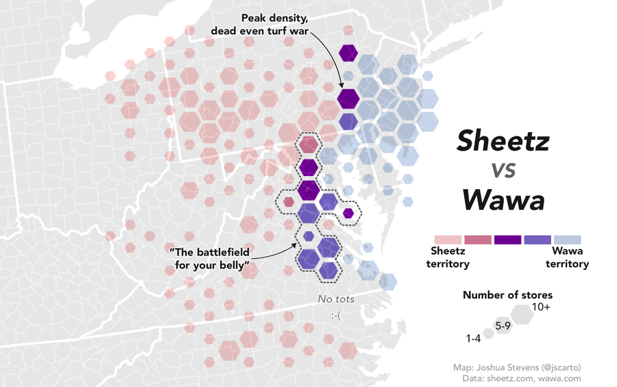 All Wawa Locations Map This Map Quantifies The Sheetz Versus Wawa Turf War News Pittsburgh Pittsburgh City Paper