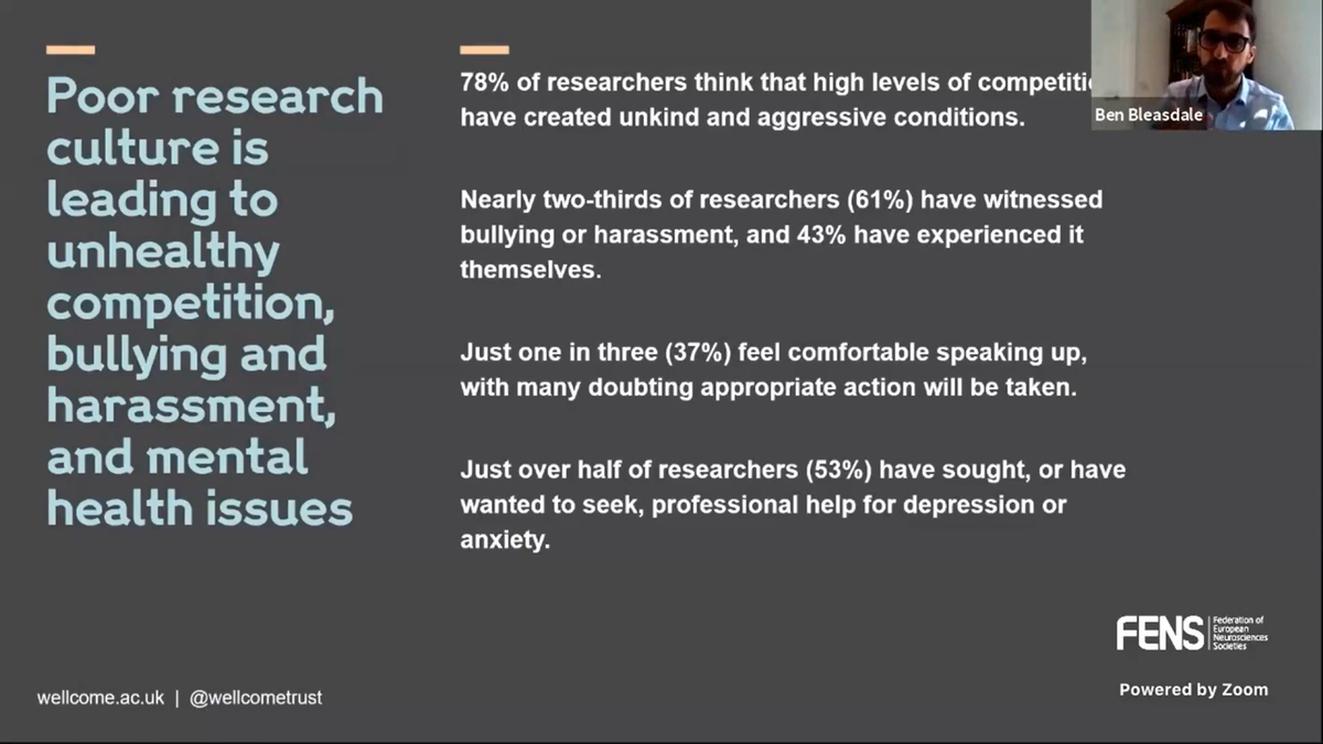A systematic review, 94 qualitative interviews and 4,267 survey completions were conducted to find out about researcher's experience of current research culture. Results are published here: https://wellcome.ac.uk/reports/what-researchers-think-about-research-cultureSome headlines below:5/14