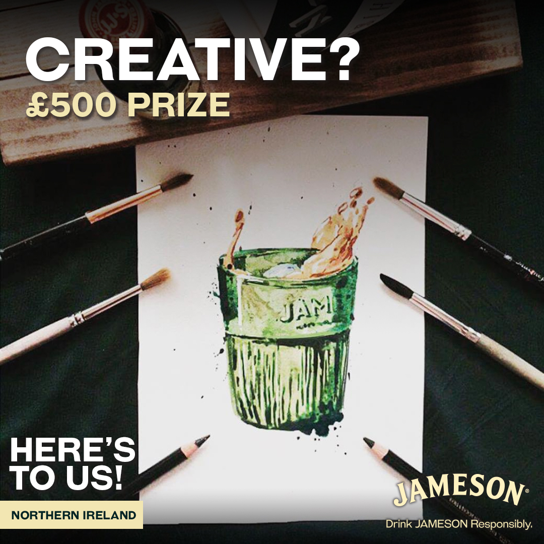Know any designers, artists or general creative folk in #NorthernIreland? Let them know they could win £500, some whiskey &amp; merch by designing a t-shirt for Jameson. HURRY - closes Sun 9 Aug.

Info: jameson-creatives.com

With 
<a href="/belfastdesignwk/">Belfast Design Week</a> | <a href="/kaizenbrand/">Kaizen - The Art Of Improvement</a> | <a href="/shesaid_design/">shesaid_design</a>
