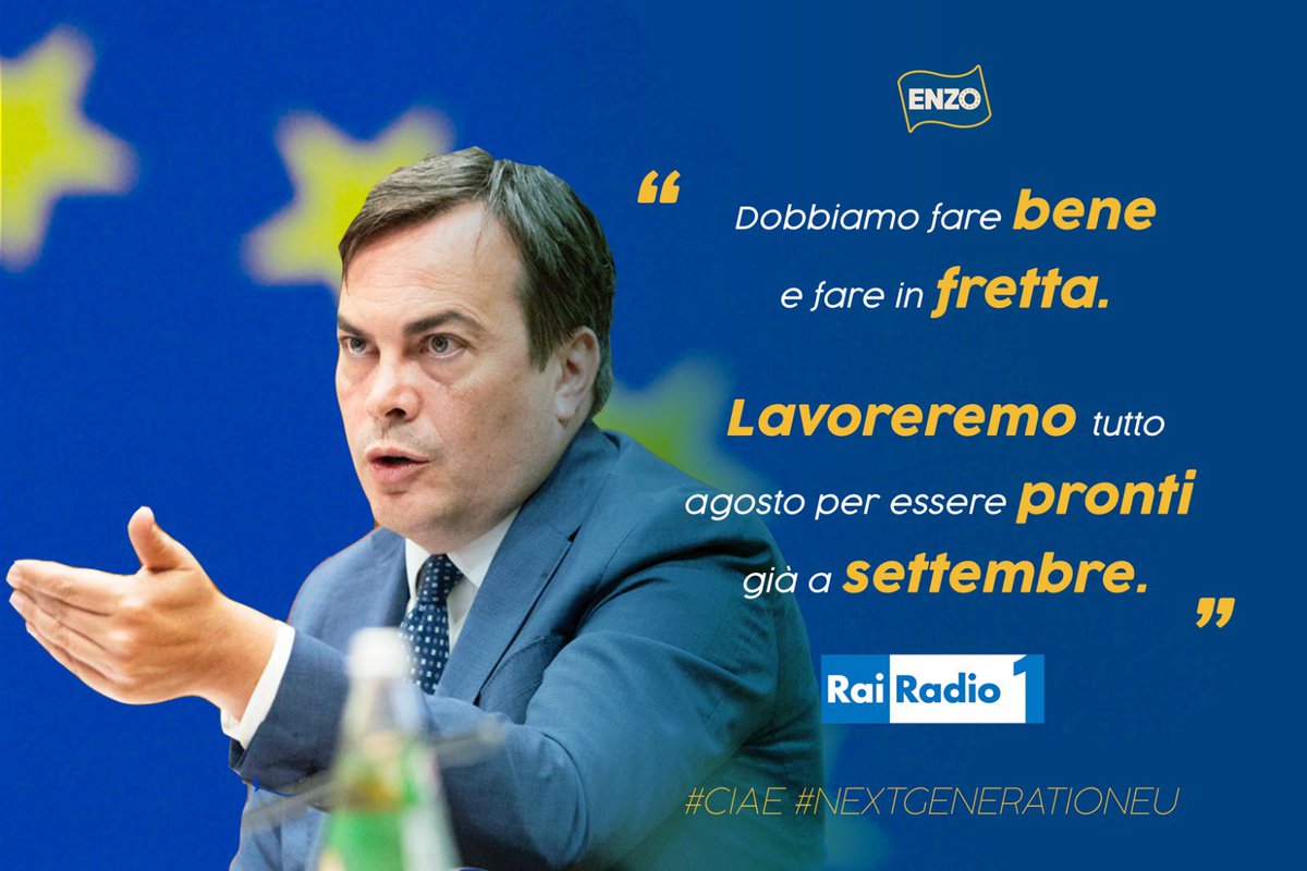 amendolaenzo's tweet photo. In questo momento abbiamo una priorità assoluta: presentare il piano di riforme del #NextGenerationEU. Lavoreremo tutto agosto per farci trovare pronti già a settembre 🇮🇹🇪🇺

Ne ho parlato ieri sera, in questa intervista a Zapping - Radio 1 👇🏻 https://t.co/Srt1wDgSRs https://t.co/7lXx2u5iUs