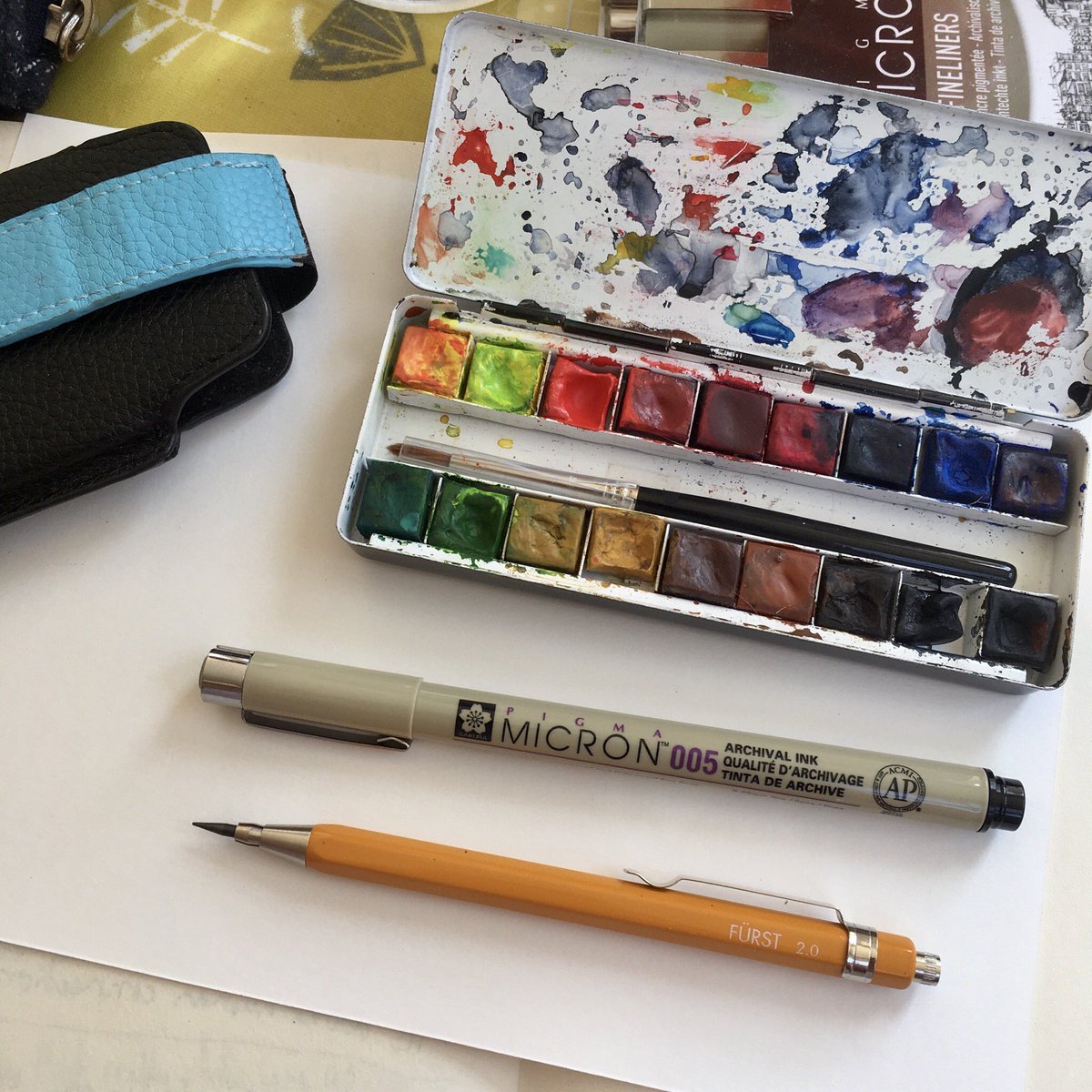 I love my pencil, my travel paints and my ink pen. You don’t need lots of expensive equipment to make art! #mentalhealth