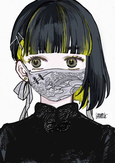 #今月描いた絵を晒そう
久しぶりに女の子描きました、
特に楽しかったのはこの子です、
性癖ですね、、、
ボブの女の子が一つ結びしてるのってなんてかわいいんだろう、、 