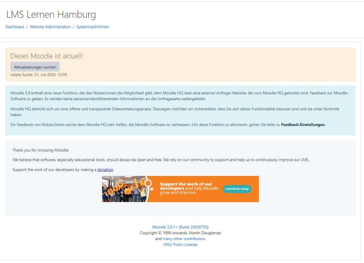 MartinTraupe's tweet image. #lmslernenhamburg ist heute, rechtzeitig zum Schulstart nächsten Donnerstag, auf #moodle 3.9.1 aktualisiert worden! #digihh #twlz