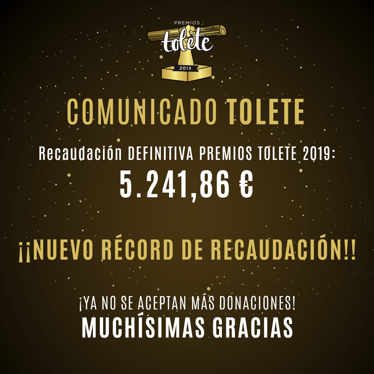 PremiosTolete's tweet photo. 👏TRANSFERENCIA REALIZADA

Lo único que nos haría más felices que este récord de recaudación para salvar vidas es que la labor de @proemaid no hiciera falta. 

La suma:
3.110,90€ de marzo
2.130,96€ de donaciones + la subasta de los Premios #Tolete2019.

¡SEGUIMOOOOOS!❤️ https://t.co/4eXlQjbKwC