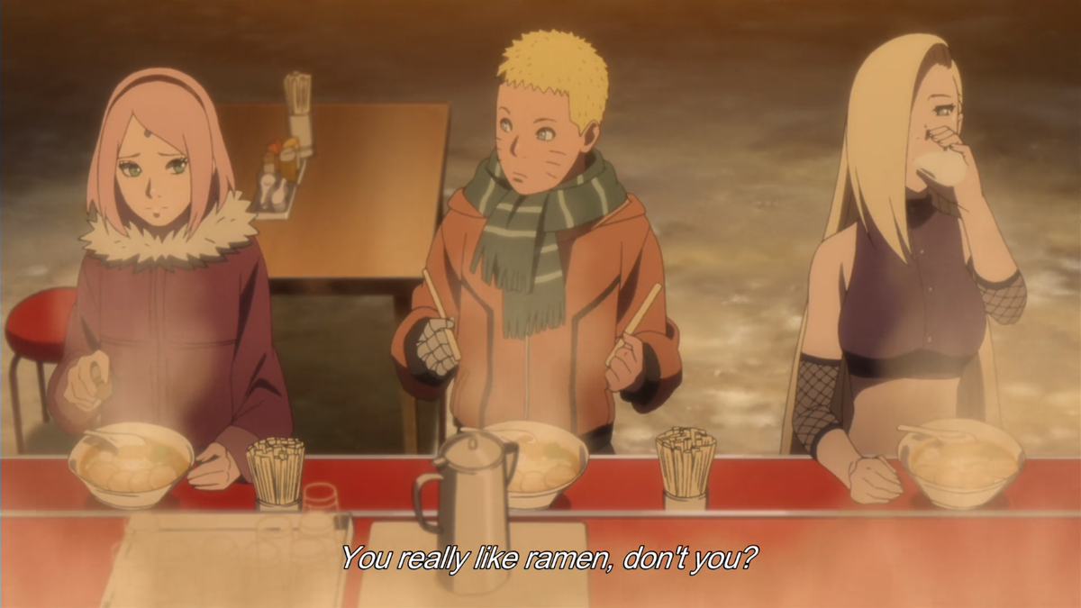 Back to the gengutsu, we have Naruto talking about how much he likes/loves ramen(daisuki, 大好き),but something changes,he sees himself saying 'yeah,i really like/love Hinata(daisuki, 大好き).This shows that Naruto is understanding the diference between loving a person and ramen+