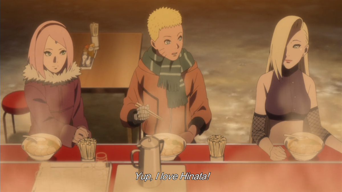 Back to the gengutsu, we have Naruto talking about how much he likes/loves ramen(daisuki, 大好き),but something changes,he sees himself saying 'yeah,i really like/love Hinata(daisuki, 大好き).This shows that Naruto is understanding the diference between loving a person and ramen+