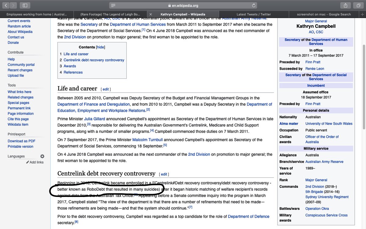 ChrisHeHim1's tweet image. Maybe she should read her own Wikipedia page. #robotdebt