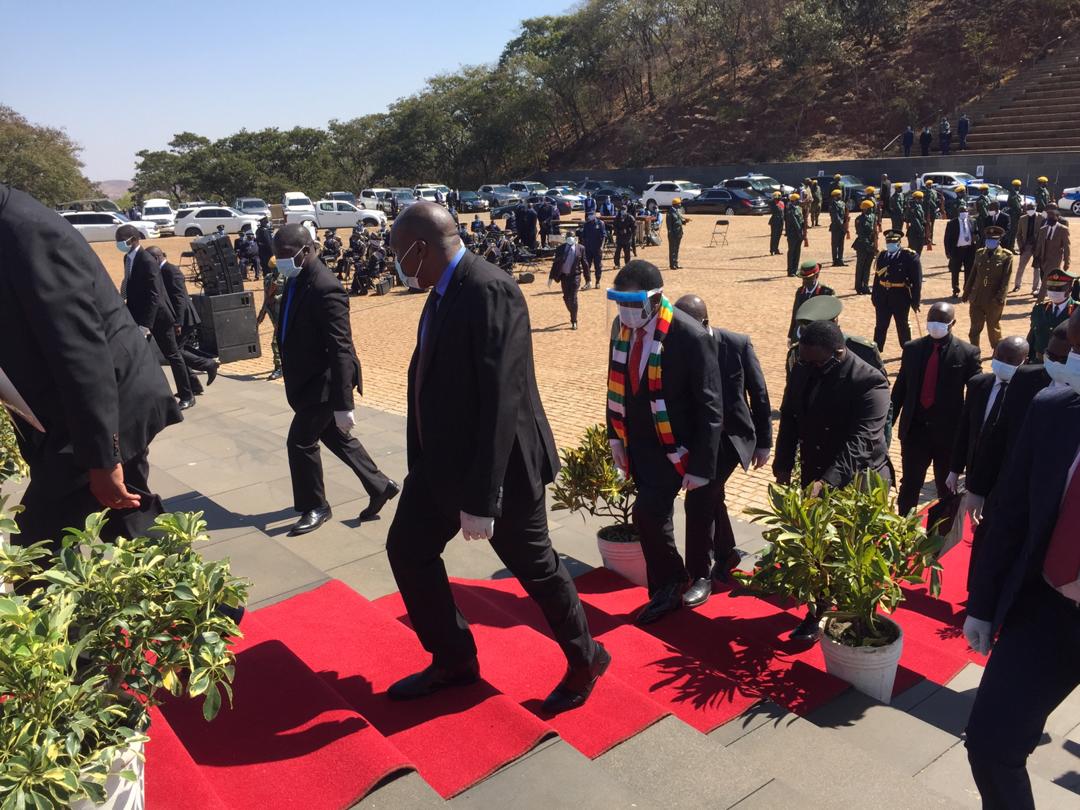 H.E President Emmerson Mnangagwa <a href="/edmnangagwa/">President of Zimbabwe</a> arrives at the Heroes Acre