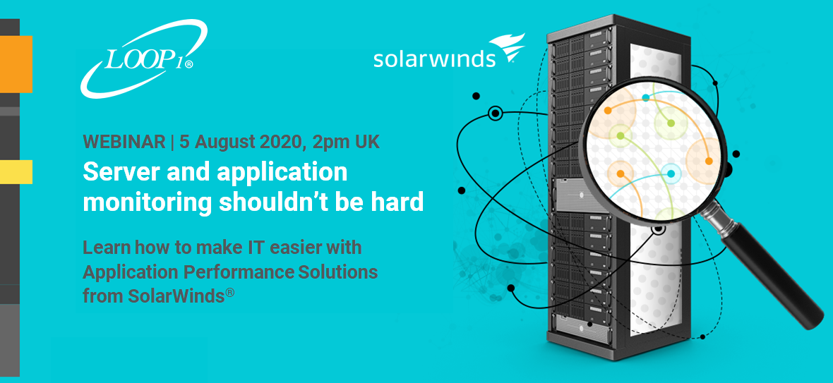 Loop1Global's tweet photo. #webinar Don't let slow applications &amp; downtime impact your end users &amp; business services. Join @Loop1Systems @billfitz73 @solarwinds @JohnOCallaghans &amp; Nigel Douglas on 5 Aug, 2pm UK #demo Server &amp; Application Monitor &amp; #AppOptics https://t.co/Nvuve17M2j #itpros #itom #thwack https://t.co/bnq6pB5m6m