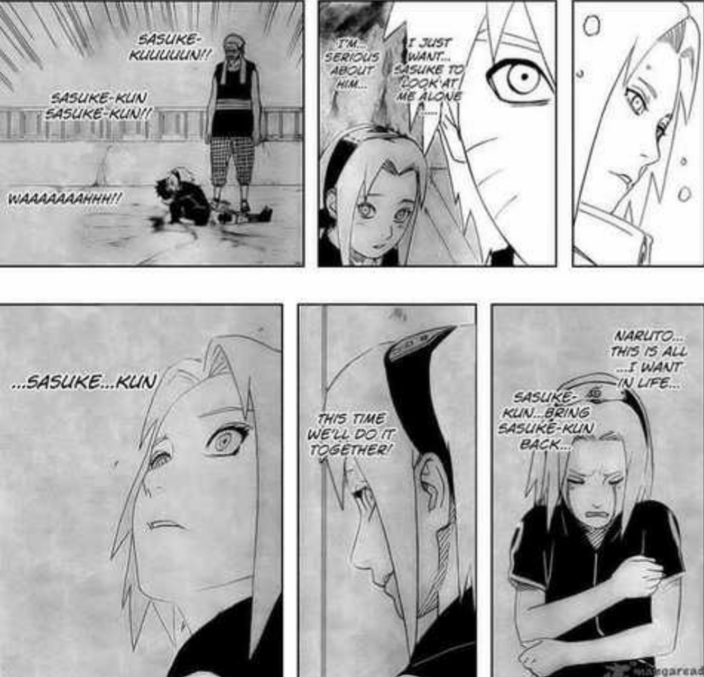 Sakura blushed, hugged him, wanted his acknowlegment, tried to kiss him, fought against other girls for him, cried and suffered for him,constantly defended him. Naruto witnessed all this.He is dense,but even he was able to see these signs to assume that Sakura loved Sasuke.