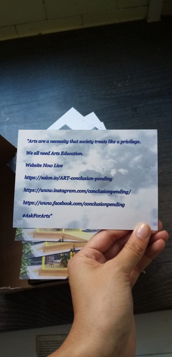 CONCLUSION PENDING's project Is Art Privilege? is now live.

Visit their website to see the sculpture they've created to symbolise the necessity of the Arts: bit.ly/3jZjQty

And take a look below at the postcard they're distributing today. <a href="/conclpending/">conclusionpending</a>