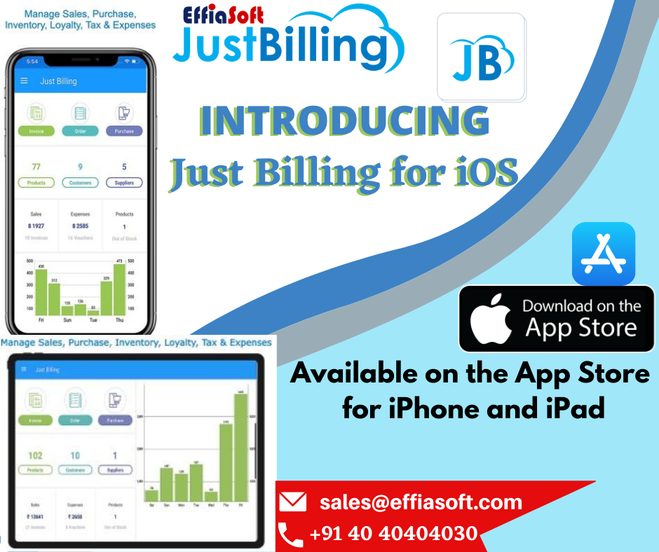 EffiaSoft's tweet photo. Introducing Just Billing for iOS✌️📲✅
Just Billing POS available on the App Store for iPhone and iPad📱
📊✅
Have a look and Download the App today👉https://t.co/5UdqIuxaAr
#EffiaSoft #JustBilling #JustBillingiOS #iOSBillingSoftware #AppStore https://t.co/6ukT995GcA