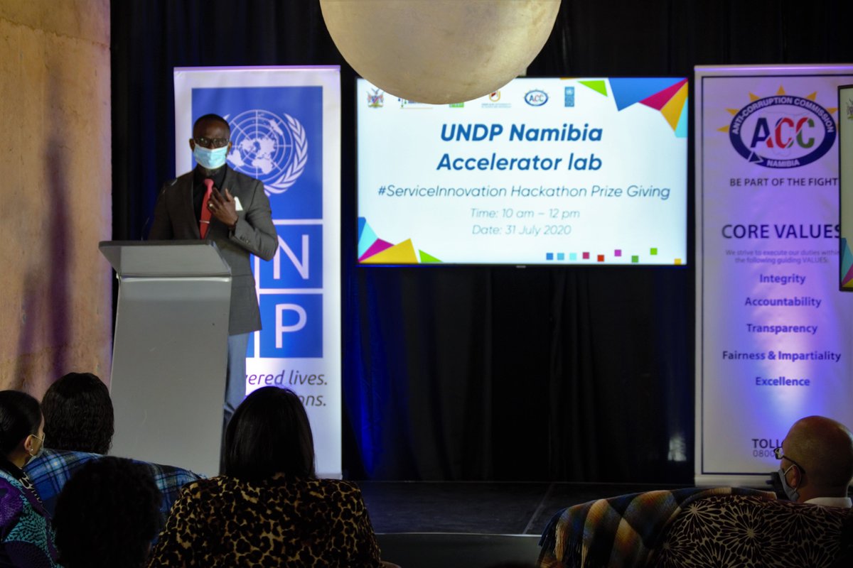 UNDPNamibia's tweet photo. We hosted the Namibia @UNDPAccLabs Service Innovation #Hackathon today. Participants developed digital and #innovative solutions to address the pain points and challenges government has been experiencing on service delivery. https://t.co/I5QpRdb1Ot