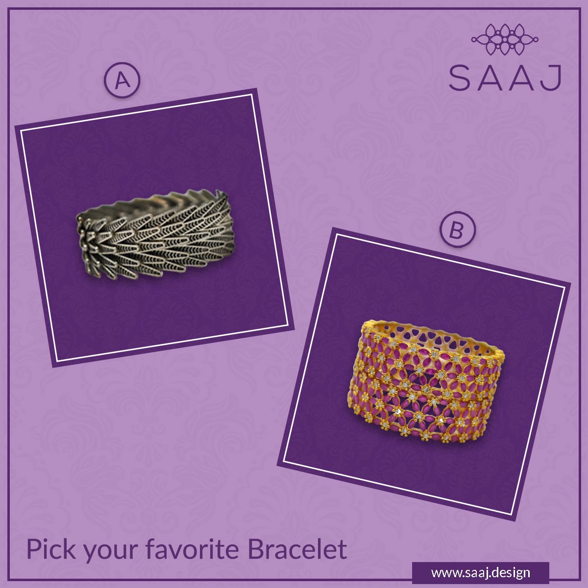 Saaj_Design's tweet photo. Which bracelet do you like the most? 
Tell us in the comments and check out our jewellery at https://t.co/TfiMA6NRMm⠀
.⠀
.⠀
.⠀
.⠀
#Saaj #SaajDesign #AmericanDiamondJewellery #AmericanDiamondBracelet #OfficeJewellery #StoneBracelet #StoneJewellery #oxidisedbracelet https://t.co/OPtpQw6fpk