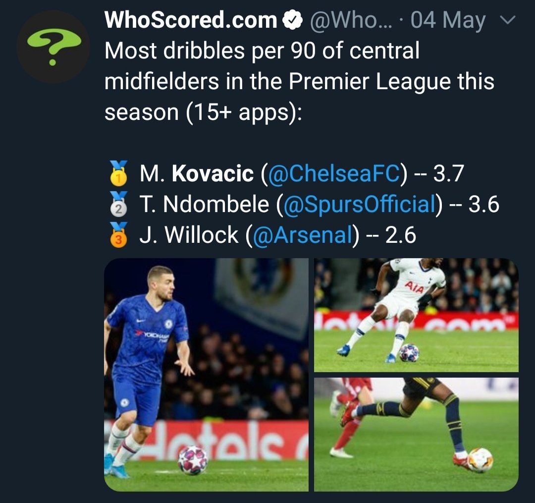 Kovacic's attacking contribution in PL this season:Dribbling:• Successful dribbles - 1st (Most by any Chelsea midf) | 3rd in PL (3rd most by any PL midf)• Succ. dribble /90 - 1st | 3rd in PL• Succ. dribble % - 1st• No. of players dribbled past - 1st | 3rd in PL