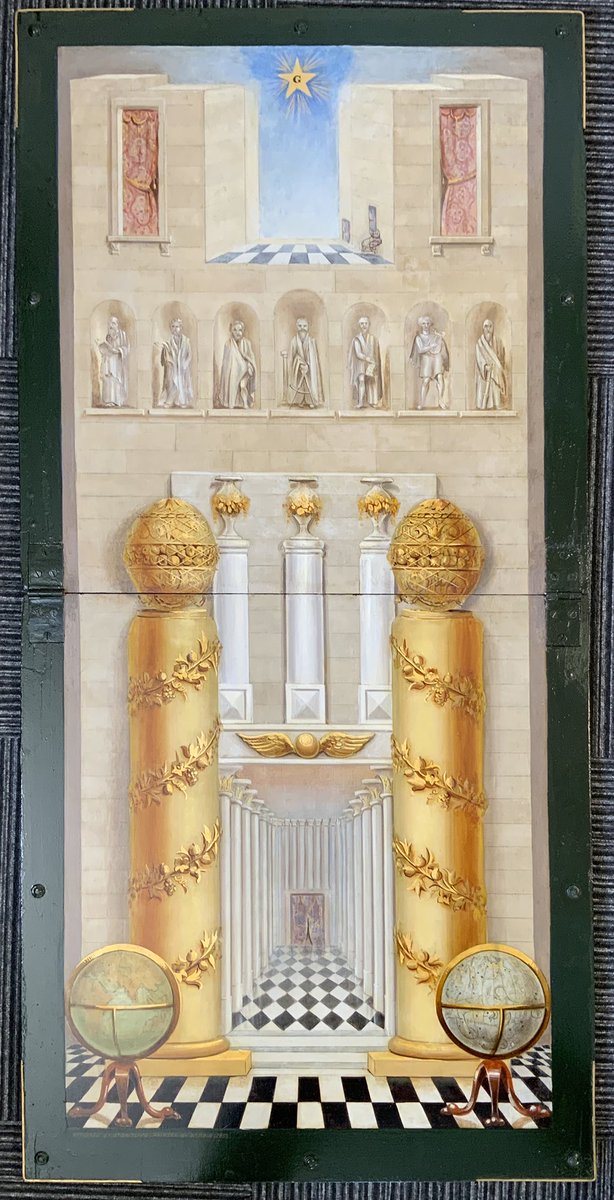 Lodge192's tweet photo. Absolutely delighted with the restoration by @FineArtRest of our 1853 second degree tracing board. 

Just need to get meetings back up and running again!

#restoration #Freemasonry #masonic #London https://t.co/YU6FqqKH5f