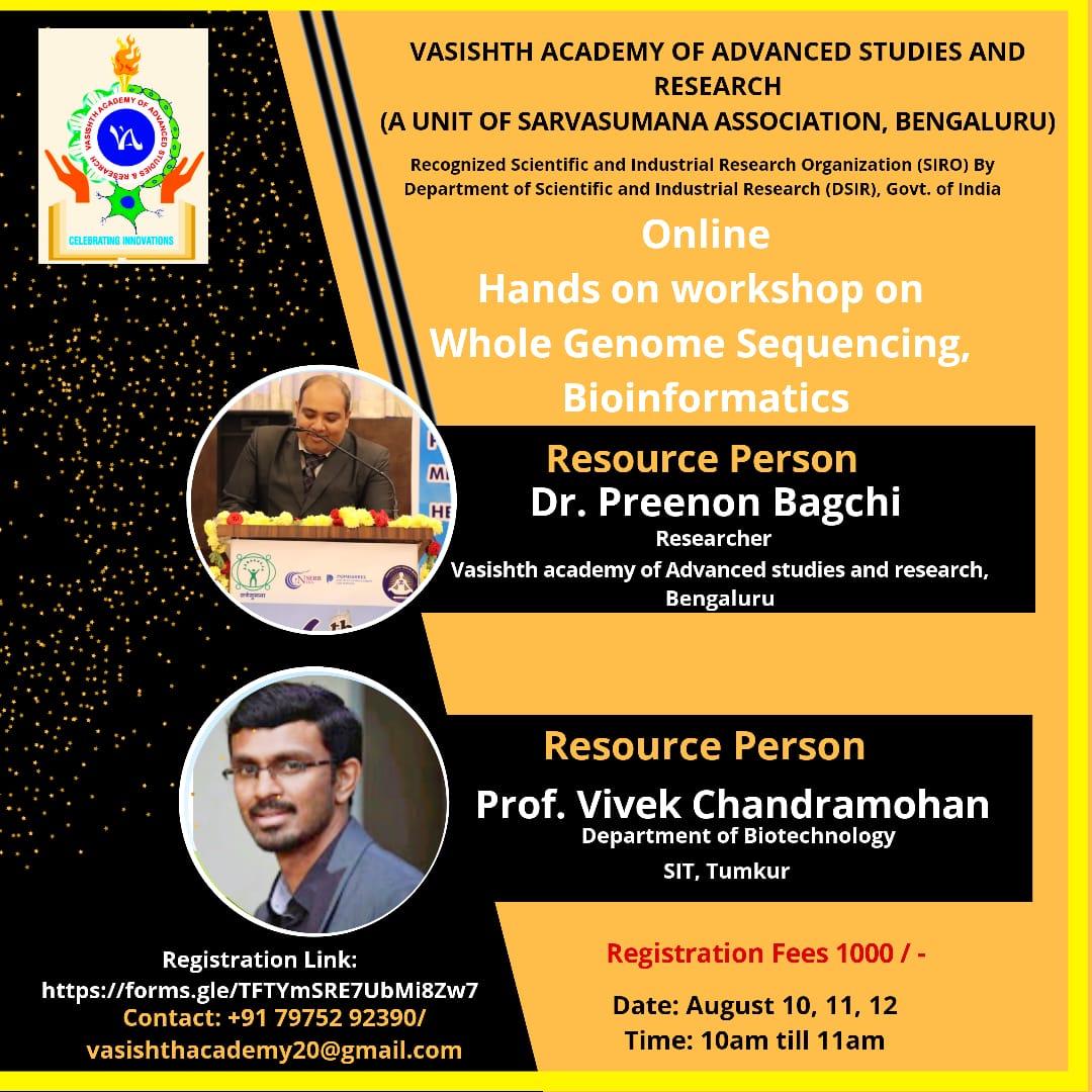 sarvasumana's tweet photo. Next Generation Sequencing & Whole Genome Sequencing analysis workshop on galaxy platform.
Hurry up will see the next genomic Era Through the computational Biology
#NGS #Illumina #genomics #molecularbiology #bioinfromatics #Genetics #genomicdata #nanopore
3 days workshop on 15$ https://t.co/P4cI4YxhI5