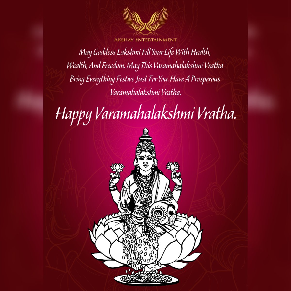 Akshay_ENTMT's tweet photo. Happy Varamahalakshmi Vratha

#happyvaramahalakshmivratha #akshayentertainment #Sandalwood #akshaychandrashekar #akshaychandrashekhar #sandalwood_official #sandalwoodmovies https://t.co/kRqavSkkOo