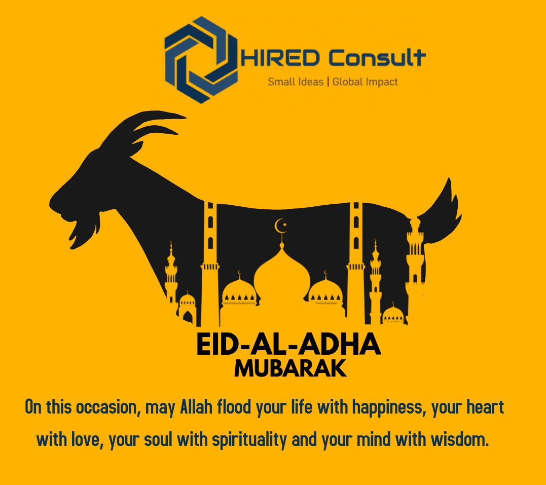 hiredconsult's tweet photo. #EidMubarak
On this occasion, may Allah flood your life with happiness, your heart with love, your soul with spirituality and your mind with wisdom.

From the #HIREDConsult Team to all across the world #EidAdhaMubarak

#MakeUN75Count
#BuildBackBetter
#Peace https://t.co/Tpd5AC3Rj1
