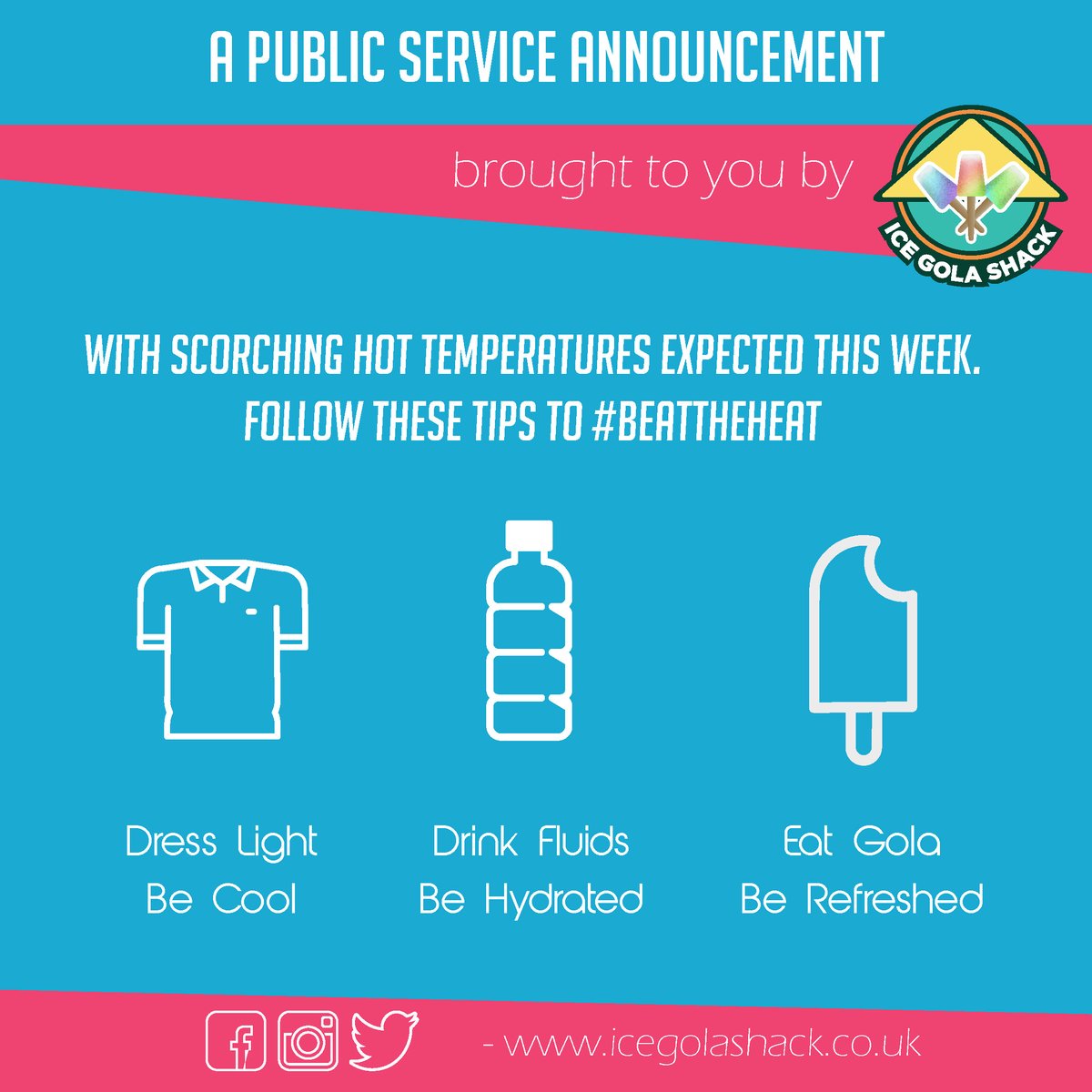 While we cant get ice golas to your parties right at the very moment, please remember to keep safe during this extreme weather.