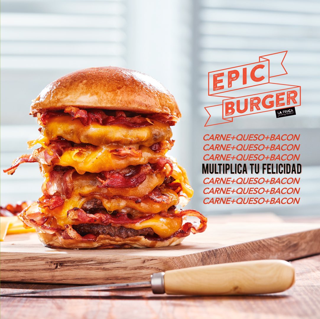 carnedelafinca's tweet photo. Os presentamos esta imponente hamburguesa que hemos creado para los profesionales de la hostelería. Es la Epic Burger de La Finca. ¿Te gustaría servirla en tu local? ¿Aceptas el reto? ¡Ponte en contacto con nosotros y te contamos mucho más! #epicburger https://t.co/BkExHsqK86