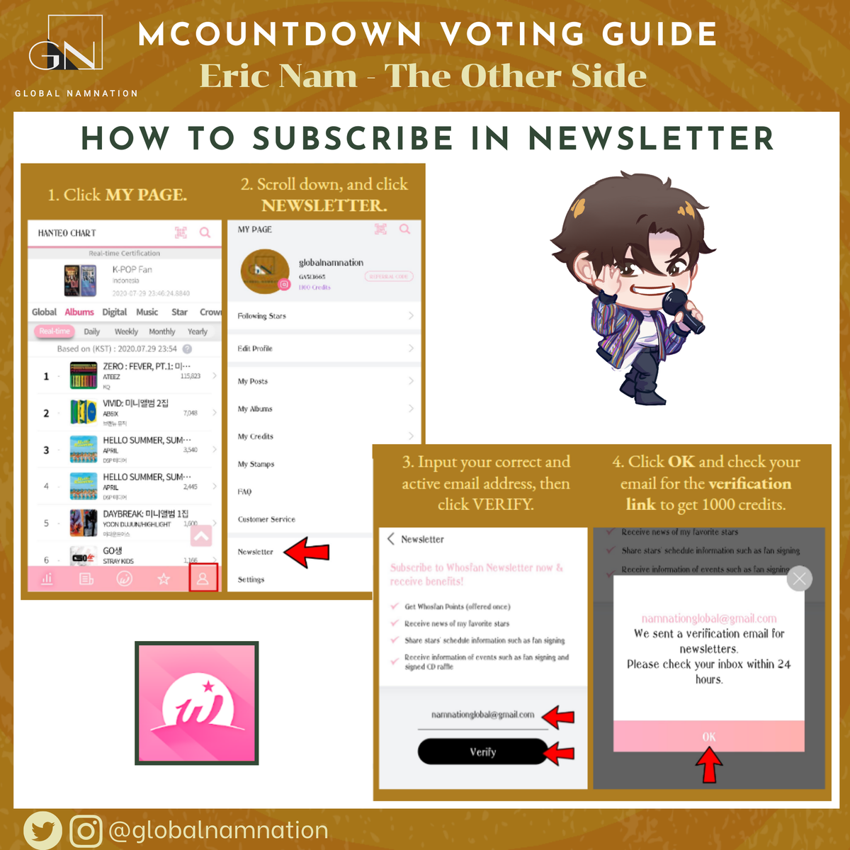 WHOSFAN   #VotingGuide (2/3) #EricNamScheduleEric Nam's Activities for July 31, 2020.Don't forget to vote Eric Nam on MWAVE and WHOSFAN for MNet Countdown. Please see separate guidelines.  #EricNam  #에릭남  #TheOtherSide  #ParadiseWithEricNam