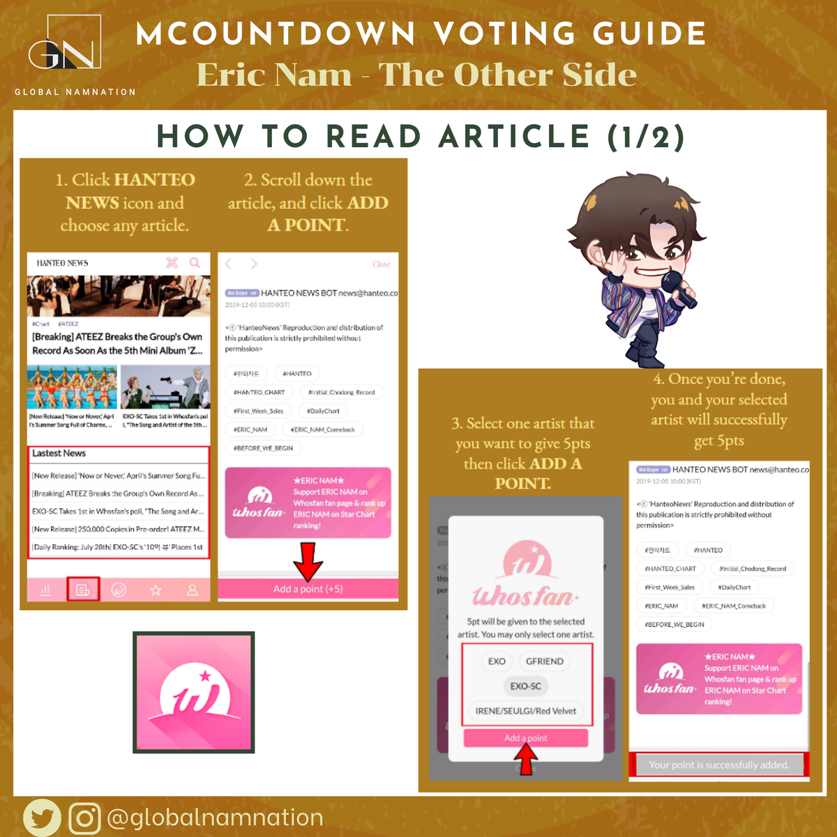 WHOSFAN   #VotingGuide (2/3) #EricNamScheduleEric Nam's Activities for July 31, 2020.Don't forget to vote Eric Nam on MWAVE and WHOSFAN for MNet Countdown. Please see separate guidelines.  #EricNam  #에릭남  #TheOtherSide  #ParadiseWithEricNam