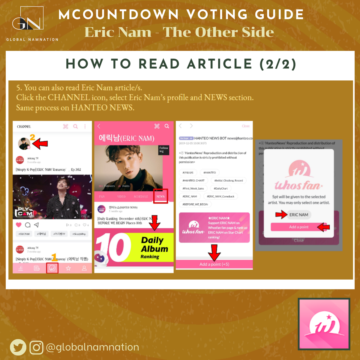 WHOSFAN   #VotingGuide (2/3) #EricNamScheduleEric Nam's Activities for July 31, 2020.Don't forget to vote Eric Nam on MWAVE and WHOSFAN for MNet Countdown. Please see separate guidelines.  #EricNam  #에릭남  #TheOtherSide  #ParadiseWithEricNam