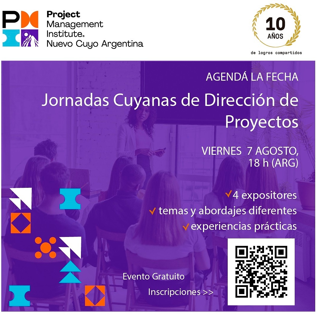 Se vienen las Jornadas Cuyanas de Dirección de Proyectos!!!

viernes 7/08, 18 h ARG.

Contaremos con cuatro referentes de distintas áreas.

Evento gratuito.
Inscribite: jjcc2020.eventbrite.com.ar
.
.
.
#SucedenCosasBuenas #UnaDecadaDePMIenCuyo #EmpoweringThePeople