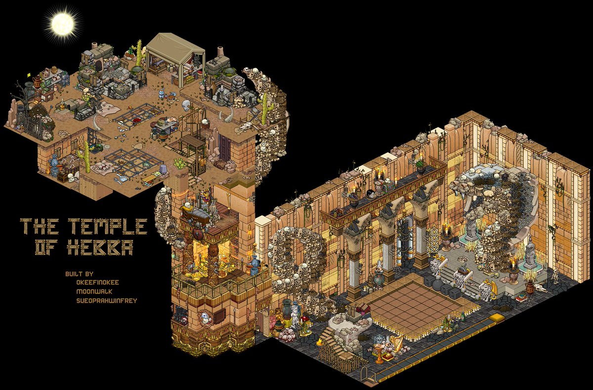 🏯🕯️🐍 THE TEMPLE OF HEBBA 🐍🕯️🏯 
(3 rooms combined to form one big adventure)
-
by <a href="/HabboOkee/">Okeefinokee 🐷 (he/him)</a> <a href="/HabboMoonwalk/">Ari ✨</a> @OprahWueen 
on <a href="/Habbo/">Habbo</a>.com for the BaW/Builders Corp FINALE.  
habbo.com/room/77116917