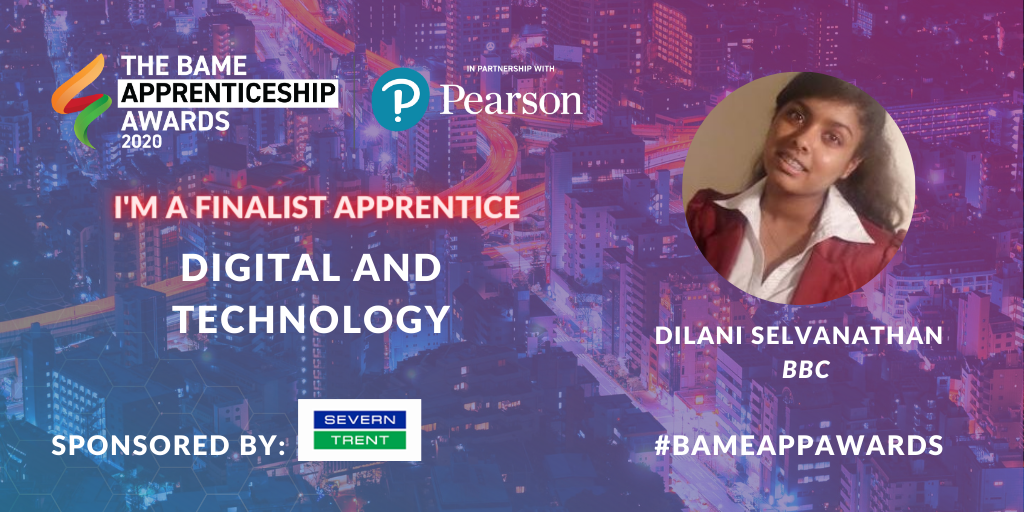 MCAppAwards's tweet photo. Congratulations to our Apprentice finalist Dilani Selvanathan of @BBC !๐๐
#DigitalAndTechnology
Sponsored by
@stwater
#BameAppAwards #Apprentice #Apprenticeships #Diversity
https://t.co/trZjteRqXX https://t.co/XLIEvda4Co