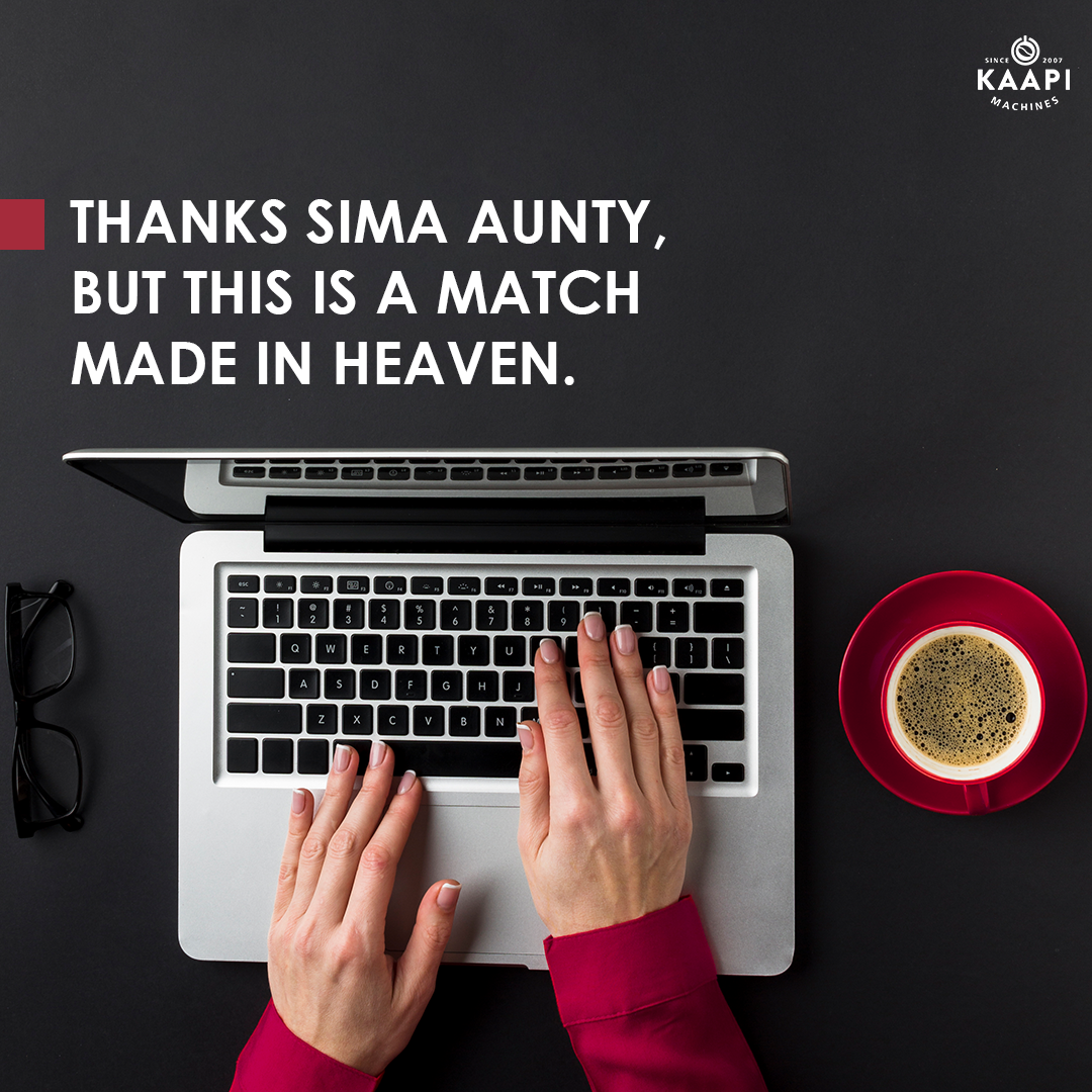 kaapimachine's tweet photo. This match is definitely made in heaven and even Sima Aunty can’t disagree with the fact that work and coffee go hand in hand.

#indianmatchmaking #netflix #simaaunty #ThinkCoffeeThinkKaapi #KaapiMachines #cafe #coffeelover #coffeeshop #espresso https://t.co/O7NZnnfuel