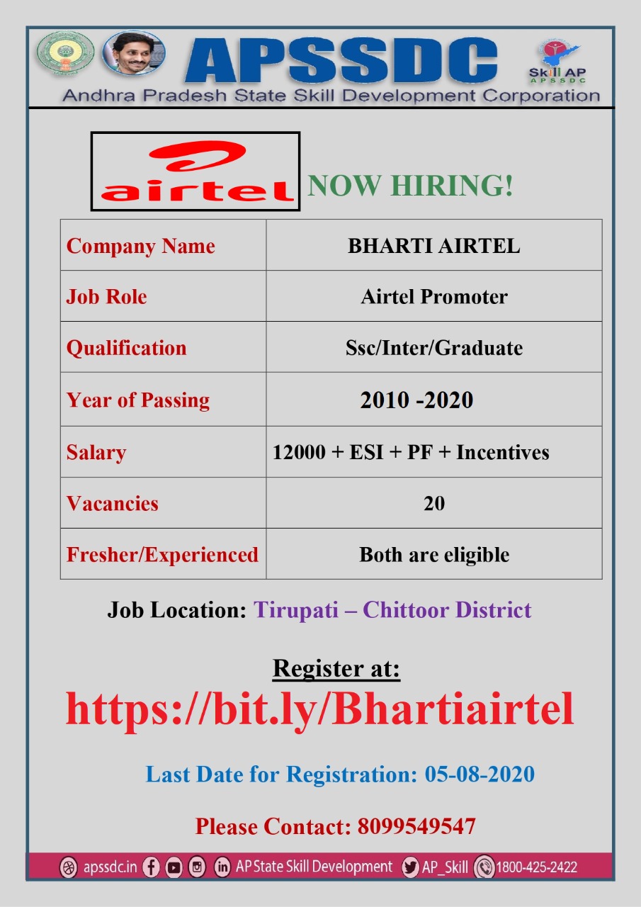 AP Skill Development on X: &ldquo;Job Title : AIRTEL PROMOTER Location 