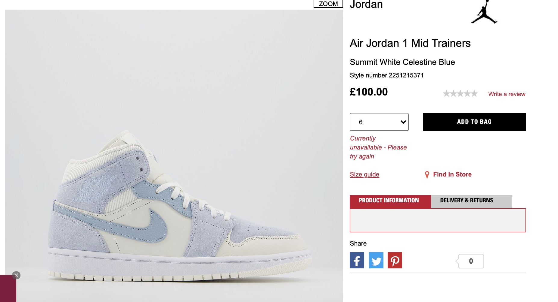 This Air Jordan 1 Celestine Blue has 