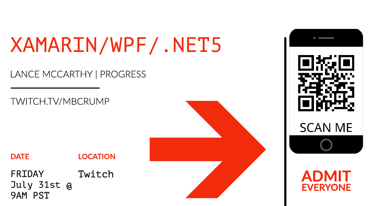 Telerik's tweet photo. Today π at 12 pm ET / 9 am PST our awesome teammate @lancewmccarthy is joining @mbcrump on #stream over at his channel https://t.co/fuLfrNpBPU. They'll be chatting all things #Xamarin / #WPF / #dotNET 5 β a special sneak peek. π
#devtwitch #devcommunity https://t.co/qVTWWtbjyc