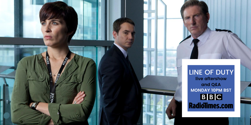 RadioTimes's tweet photo. We are back with another https://t.co/BlQTUqFg0G exclusive watchalong and live Q&amp;A, this time with the stars and writer of #LineOfDuty! Use #RTWatch to ask your questions and head over to Facebook for the live aftershow session from 10pm... https://t.co/epOvFB03pK