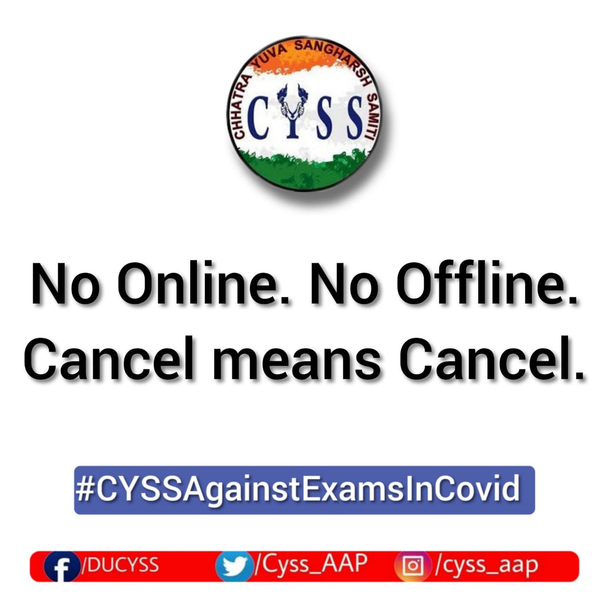 CYSSIndia's tweet photo. Are exams more important than student lives? 

CYSS demand for  cancel all exam during Corona.
#CYSSAgainstExamsInCovid https://t.co/wSuwKW1n0p