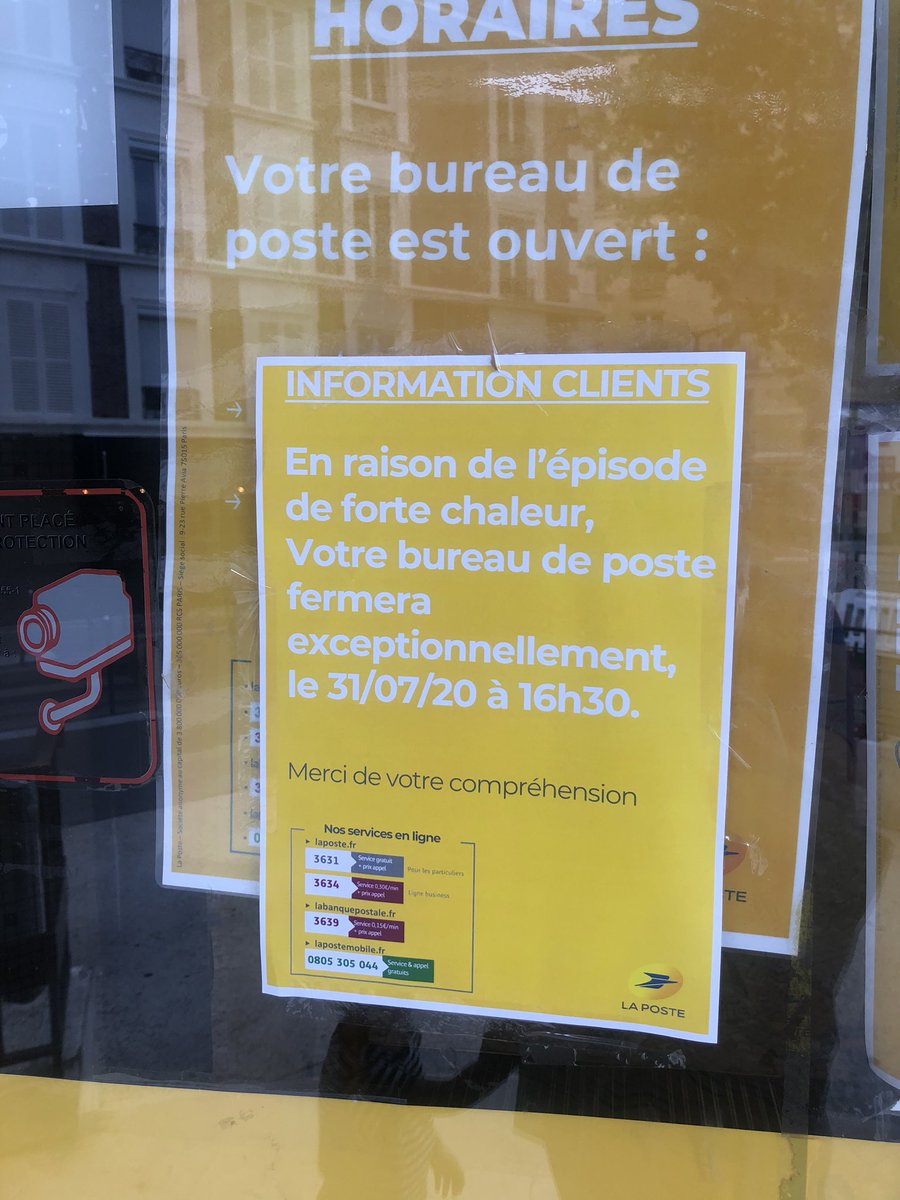 gdunis92's tweet photo. @GroupeLaPoste  ... sérieux ?tous les magasins sont ouverts mais trop chaud pour certains . Ça fait des mois que ce #servicepublic n est plus rendu à #asnieres @maeschlimann https://t.co/U7qeUPI52K