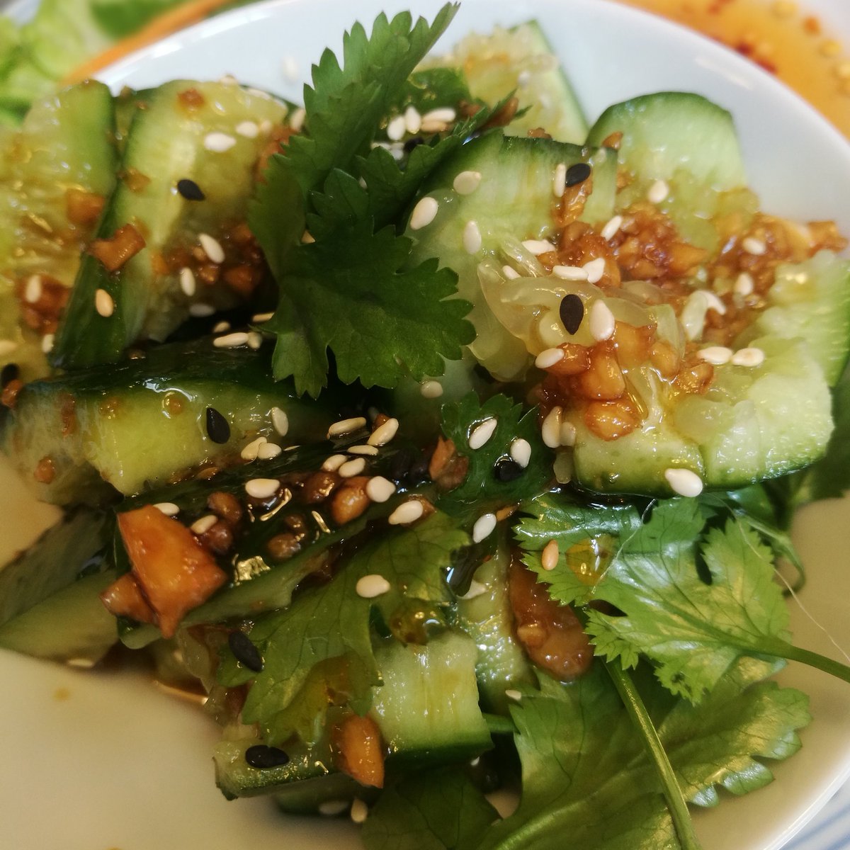 Smashed Organic Cucumber with Sweet &amp; Sour Sesame dressing new at Moli today <a href="/markethallshrew/">markethallshrewsbury</a>