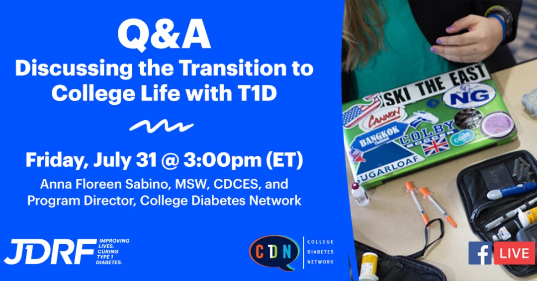 JDRFCentralPA's tweet photo. Friendly reminder about the JDRF College Life with T1D Q&amp;A at 3pm today (Friday)! https://t.co/PMhQNjaSaP