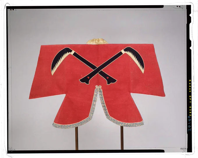 東京国立博物館のサイトにあった陣羽織。デヴィッド・ボウイとか、ジェームス・ブラウンに着てみてほしい。 
