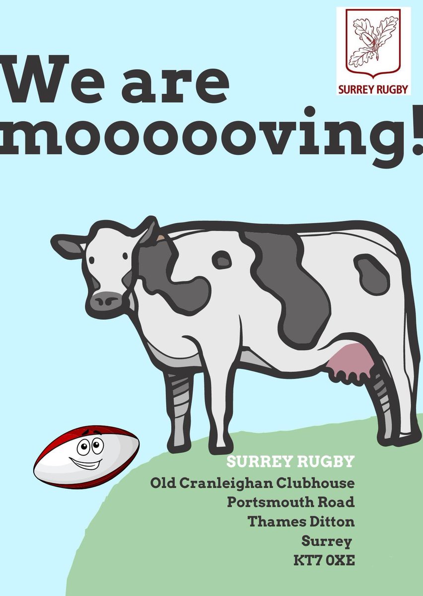 Surrey Rugby (@surreyrugby) on Twitter photo We have moved! We have now left our office in Leatherhead and have moved to an actual Rugby Club! We now have a lovely office based in the <a href="/OldCranleighans/">OC Society</a> in Thames Ditton. Whilst we complete the move please send us an email, or message us via social media We have moved! We have now left our office in Leatherhead and have moved to an actual Rugby Club! We now have a lovely office based in the <a href="/OldCranleighans/">OC Society</a> in Thames Ditton. Whilst we complete the move please send us an email, or message us via social media