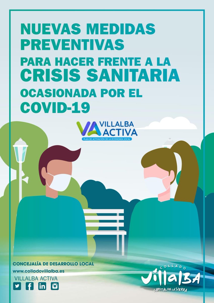 AyuntamientoCV's tweet photo. Información de las nuevas medidas preventivas para hacer frente a las crisis sanitaria ocasionada por el Covid-19, puestas en marcha por la Comunidad de Madrid, desde ayer jueves! 👇 https://t.co/CCN6EQWMN1