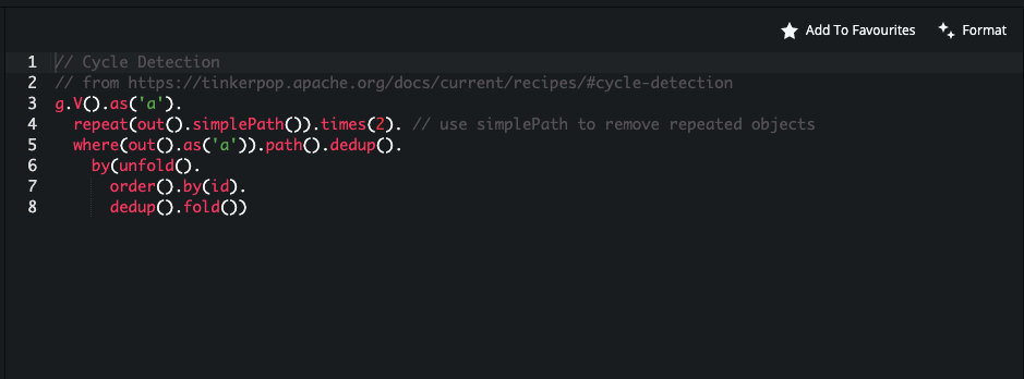 gremlify's tweet photo. Two quick updates from Gremlify:

1. Single-Line code comments (// comment ) are now supported!
2. Our Graph builder now supports loop ➰edges (from a node to itself). 

Happy Graphing ya'll!

#graphdb #tinkerpop #gremlin #gremlify https://t.co/dbXhVG4Jv0